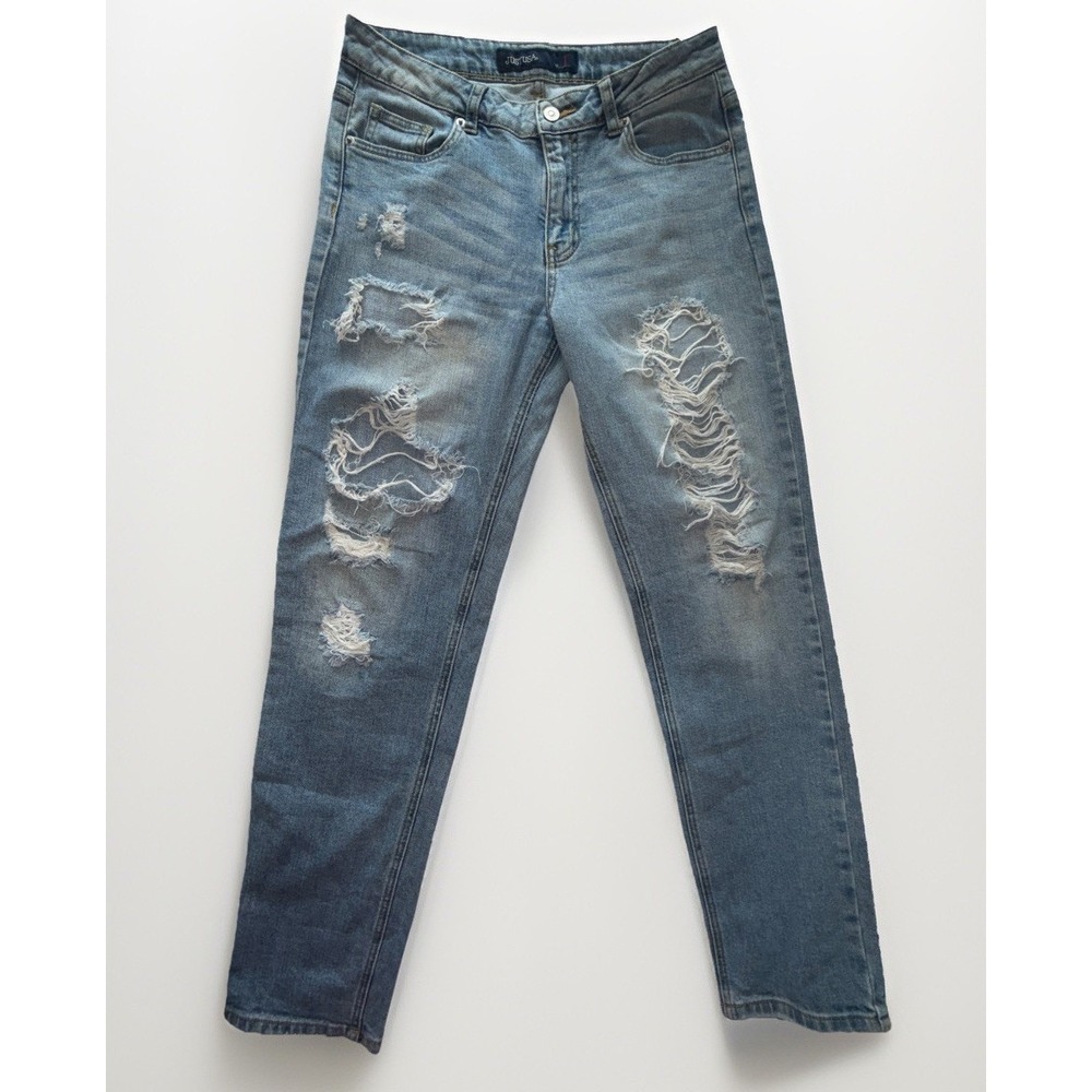 JUSTUSA Distressed Straight Leg Jeans Light Wash Size 1 Measures 28x29